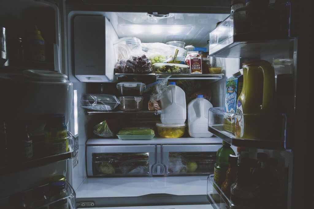 small bowl of baking soda placed inside refrigerator shelf