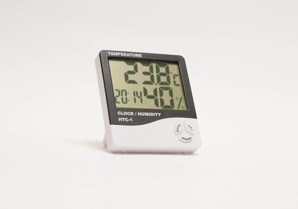hygrometer on bedroom nightstand showing 45 percent humidity